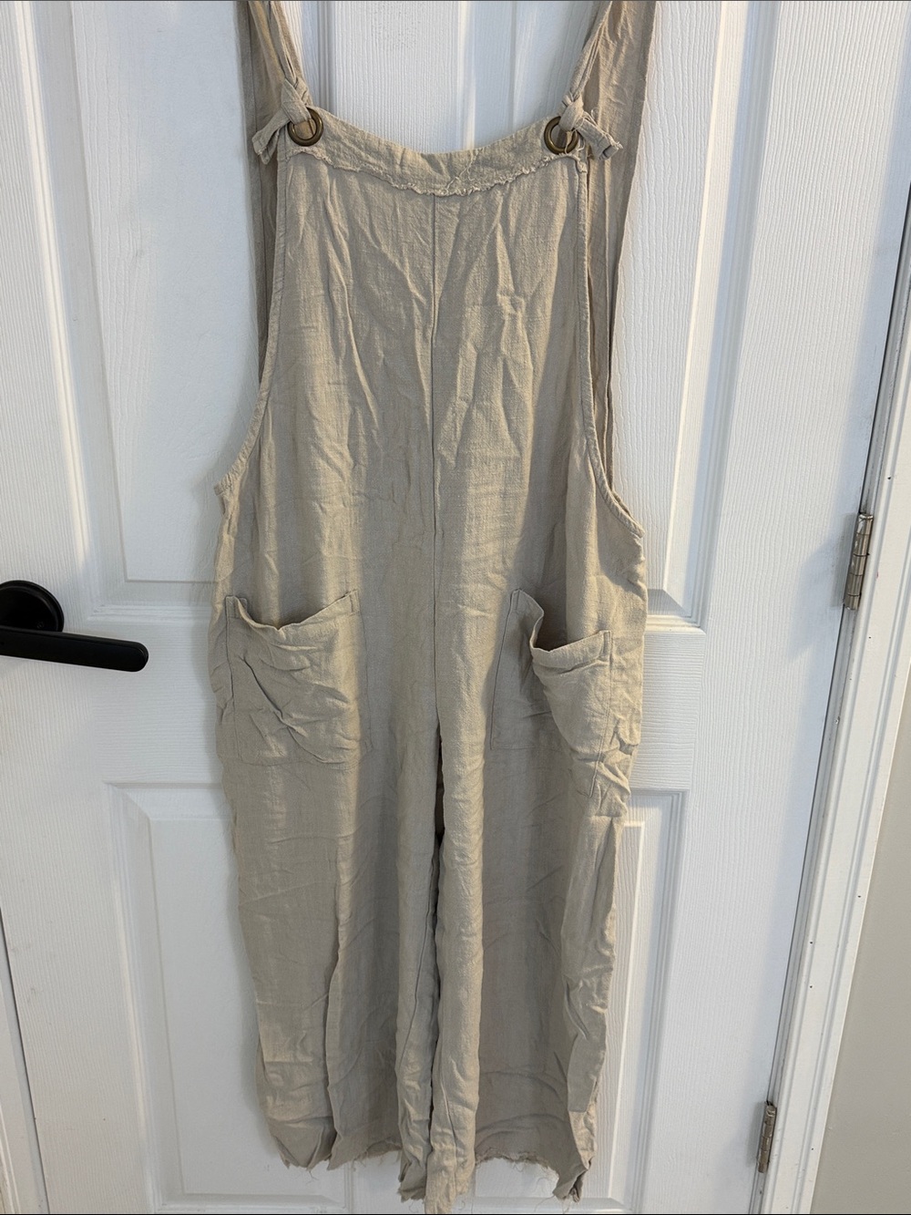 Natural Life Beige Linen Blend Wide-Leg Jumpsuit Overalls